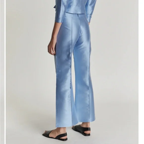 Destree Niagara blue satin straight pants - Picture 3 of 7